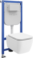 Mexen Stella podomítková WC sada pneumatický rám Tex Air E s WC mísou a pomalu klesající sedátko, bílý - 610930680900A