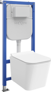 Mexen Teo nástěnná sada WC pneumatický rám Tex Air E s WC mísou Tornado a pomalu padajícím sedátkem, bílá