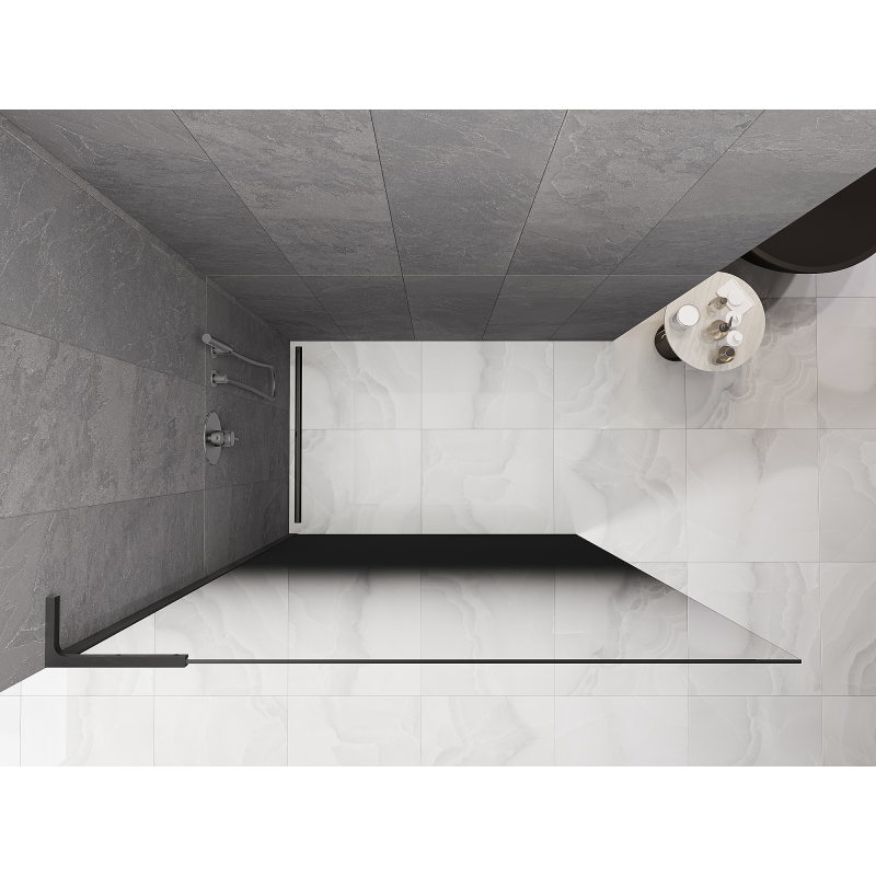 Mexen Kioto L sprchová stěna Walk-in 120 x 200 cm, černé ombre 8 mm, broušená gun gray - 800-120-103-66-76