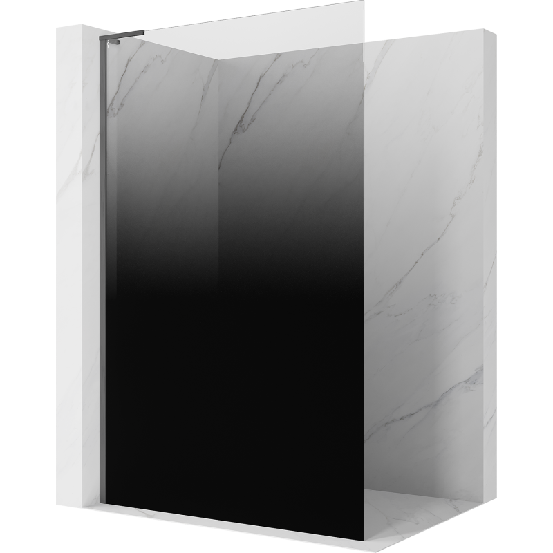 Mexen Kioto L sprchová stěna Walk-in 120 x 200 cm, černé ombre 8 mm, broušená gun gray - 800-120-103-66-76