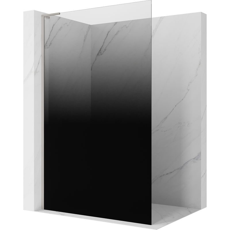 Mexen Kioto L sprchová stěna Walk-in 90 x 200 cm, ombre černá 8 mm, kartáčovaný nikl - 800-090-103-97-76