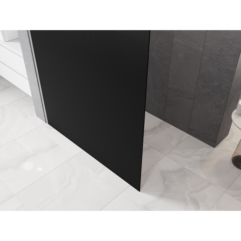 Mexen Kioto L sprchová stěna Walk-in 100 x 200 cm, černé ombre 8 mm, kartáčovaný nikl - 800-100-103-97-76