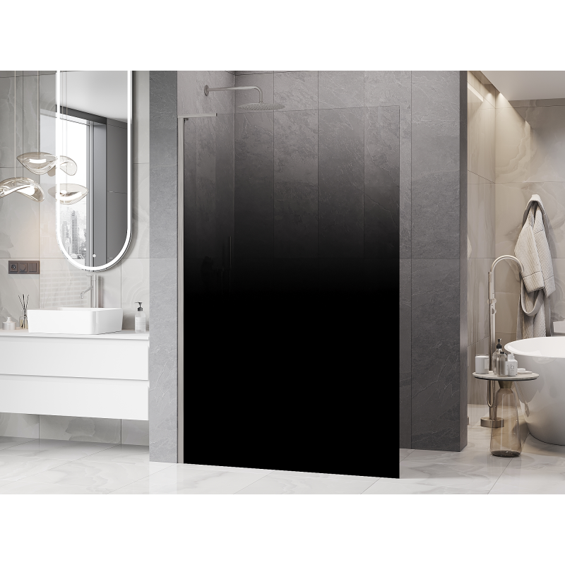 Mexen Kioto L sprchová stěna Walk-in 120 x 200 cm, černé ombre 8 mm, kartáčovaný nikl - 800-120-103-97-76