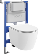 Mexen Carmen zapuštěný WC set s pneumatickým rámem Tex Air XS-F s WC mísou Tornado a pomalu padajícím prkénkem, bílý