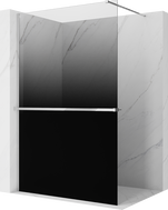 Mexen Kioto+ sprchová stěna s poličkou Walk-in 120 x 200 cm, ombre černá 8 mm, chrom - 800-120-121-01-76