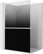 Mexen Kioto+ sprchová stěna s poličkou Walk-in 70 x 200 cm, černá ombre 8 mm, bílá - 800-070-121-20-76