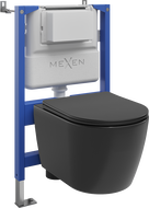 Mexen Carmen zabudovaný WC set pneumatický rám Tex Air XS-F s WC mísou a pomalu zavírajícím sedátkem, černý mat