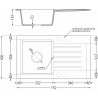 Mexen Pablo granitový dřez 1-komorový s odkapávačem a kuchyňskou baterií Duero, černý/stříbrný metalik - 6510-73-671600-00
