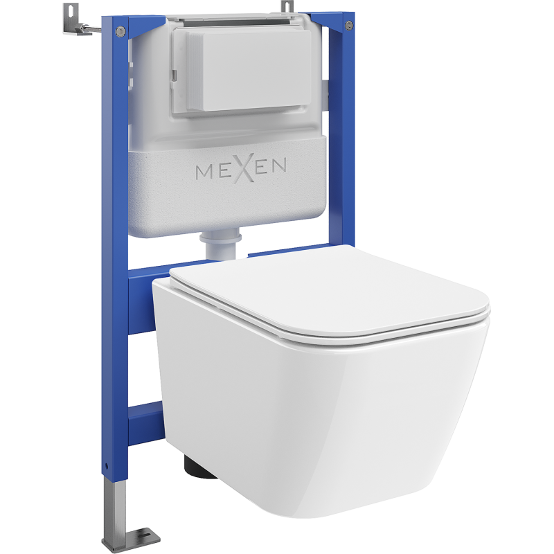 Mexen Madox podomítkový WC set pneumatický rám Tex Air XS-F s WC mísou a pomalu zavírací prkénko, bílý - 610830154000A