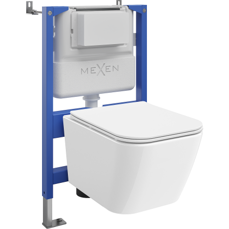 Mexen Madox podomítkový WC set pneumatický rám Tex Air XS-F s WC mísou a pomalu zavírací prkénko, bílý - 610830154000A