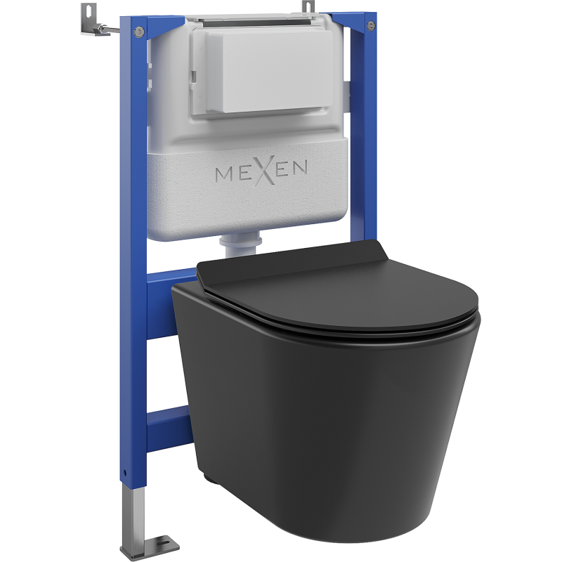 Mexen Rico podomítková WC sada pneumatický rám Tex Air XS-F s WC mísou a pomalu klesajícím sedátkem, černý mat