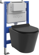 Mexen Rico podomítková WC sada pneumatický rám Tex Air XS-F s WC mísou Tornado a pomalu zavírajícím sedátkem, černý