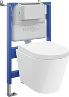 Mexen Rico sada WC pod omítku s pneumatickým rámem Tex Air XS-F se záchodovou mísou a pomalu sklápěcím sedátkem, bílá