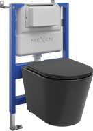 Mexen Rico sada podomítkový WC rám pneumatický Tex Air XS-F s WC mísou Tornado a pomalu uzavíratelným sedátkem, černý