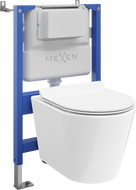 Mexen Rico podomítková WC sada, pneumatický rám Tex Air XS-F s WC mísou Tornado a pomalu padajícím sedátkem, bílá