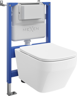 Mexen Riva podomítková WC sada pneumatický rám Tex Air XS-F s WC mísou Tornado a pomalým zavíráním sedátka, bílá