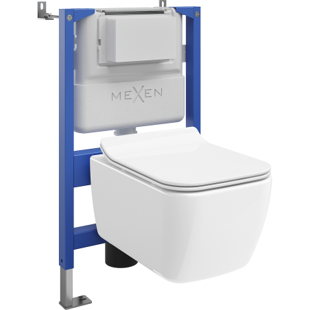 Mexen Stella podomítková WC sada pneumatický rám Tex Air XS-F s WC mísou a pomalu sklopným sedátkem, bílá
