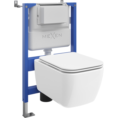 Mexen Stella podomítková WC sada pneumatická Tex Air XS-F s WC mísou a pomalu sklápěcím prkénkem, bílá - 610830680900A