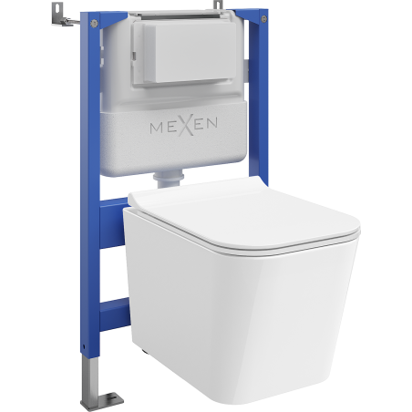 Mexen Teo podomítková WC sada s pneumatickým rámem Tex Air XS-F s WC mísou a pomalu padajícím prkénkem, bílá