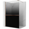 Mexen Kioto+ sprchová stěna s policí Walk-in 80 x 200 cm, ombre černá 8 mm, kartáčovaná měď - 800-080-121-65-76