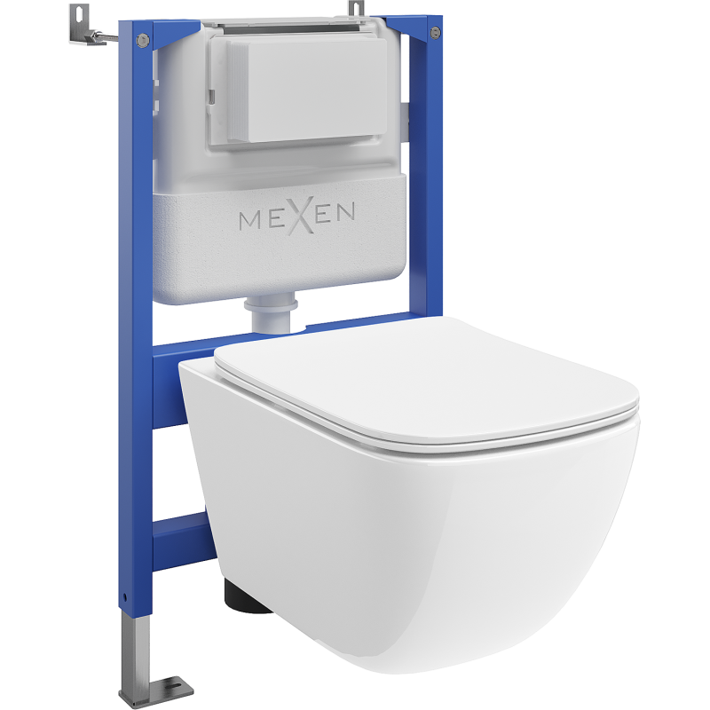 Mexen Timo podomítkový WC set s pneumatickým rámem Tex Air XS-F s WC mísou Tornado a pomalu sklápějícím prkénkem,
