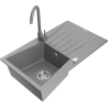 Mexen Cesar granitový dřez 1-komorový s odkapávačem a kuchyňskou baterií Telma, šedý - 6514-71-670200-71