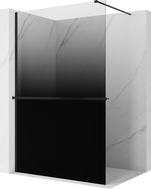 Mexen Kioto+ sprchová stěna s policí Walk-in 140 x 200 cm, ombre černá 8 mm, černá - 800-140-121-70-76