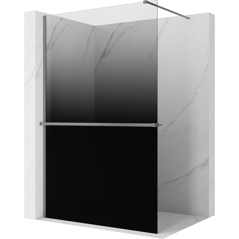 Mexen Kioto+ sprchová stěna s policí Walk-in 80 x 200 cm, ombre černá 8 mm, gun metal - 800-080-121-95-76