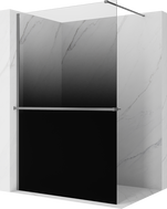 Mexen Kioto+ sprchová stěna s poličkou Walk-in 120 x 200 cm, ombre černá 8 mm, gun metal - 800-120-121-95-76