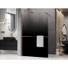 Mexen Kioto+ sprchová stěna s policí Walk-in 80 x 200 cm, ombre černá 8 mm, kartáčovaná měď - 800-080-121-65-76