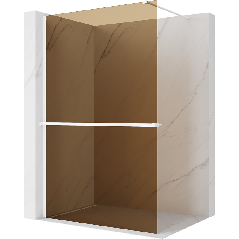 Mexen Kioto+ sprchová stěna s poličkou Walk-in 70 x 200 cm, bronz 8 mm, bílá - 800-070-121-20-32