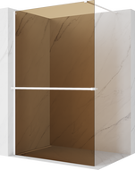 Mexen Kioto+ sprchová stěna s poličkou Walk-in 100 x 200 cm, bronz 8 mm, bílá - 800-100-121-20-32