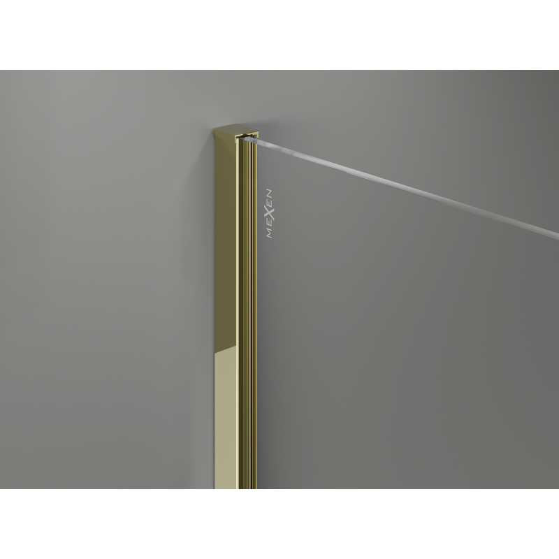 Mexen Kioto+ sprchová stěna s policí Walk-in 90 x 200 cm, bronz 8 mm, zlatá - 800-090-121-50-32
