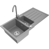 Mexen Andres žulový dřez 1,5 komorový s odkapávačem a kuchyňskou baterií Telma, šedý - 6515-71-670200-71