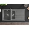 Mexen Andres žulový dřez 1,5 komorový s odkapávačem a kuchyňskou baterií Telma, šedý - 6515-71-670200-71