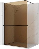 Mexen Kioto+ sprchová zástěna s policí Walk-in 110 x 200 cm, bronz 8 mm, černá - 800-110-121-70-32