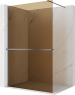 Mexen Kioto+ sprchová stěna s policí Walk-in 110 x 200 cm, bronz 8 mm, gun metal - 800-110-121-95-32