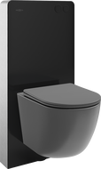 Mexen Lena nástěnná WC sada pneumatický rám Tex Air G s WC mísou a pomalu zavíracím sedátkem, tmavě šedý mat