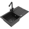 Mexen Pablo granitový dřez s odkapávačem a kuchyňskou baterií Duero, černý/stříbrný metalik - 6510-73-671600-70-B