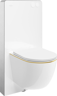 Mexen Lena sada nástěnná WC pneumatický rám Tex Air G s WC mísou a pomalu zavíratelným sedátkem, bílá/zlatá