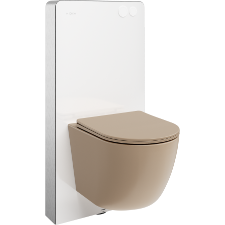 Mexen Lena sada WC nadomítkový rám pneumatik Tex Air G s WC mísou a pomalu sklopnou deskou, cappuccino mat