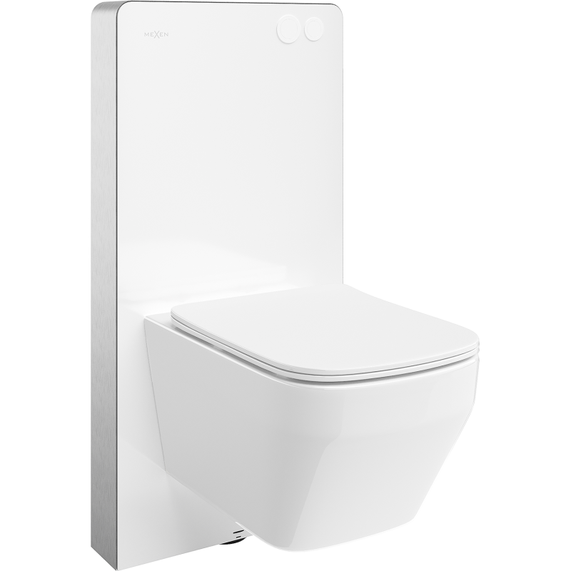 Mexen Riva sada WC nástěnný rám pneumatický Tex Air G s WC mísou Tornado a pomalu padajícím sedátkem bílý