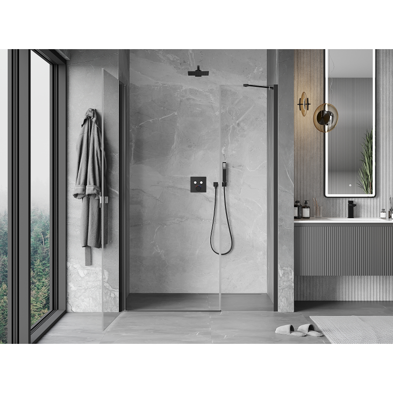 Mexen Mist-B sprchové dveře otočné 100 cm, transparentní, gun metal - 8A2-100-001-95-00