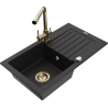 Mexen Pablo granitový dřez s odkapávačem a kuchyňskou baterií Duero, černý - 6510-77-671600-50