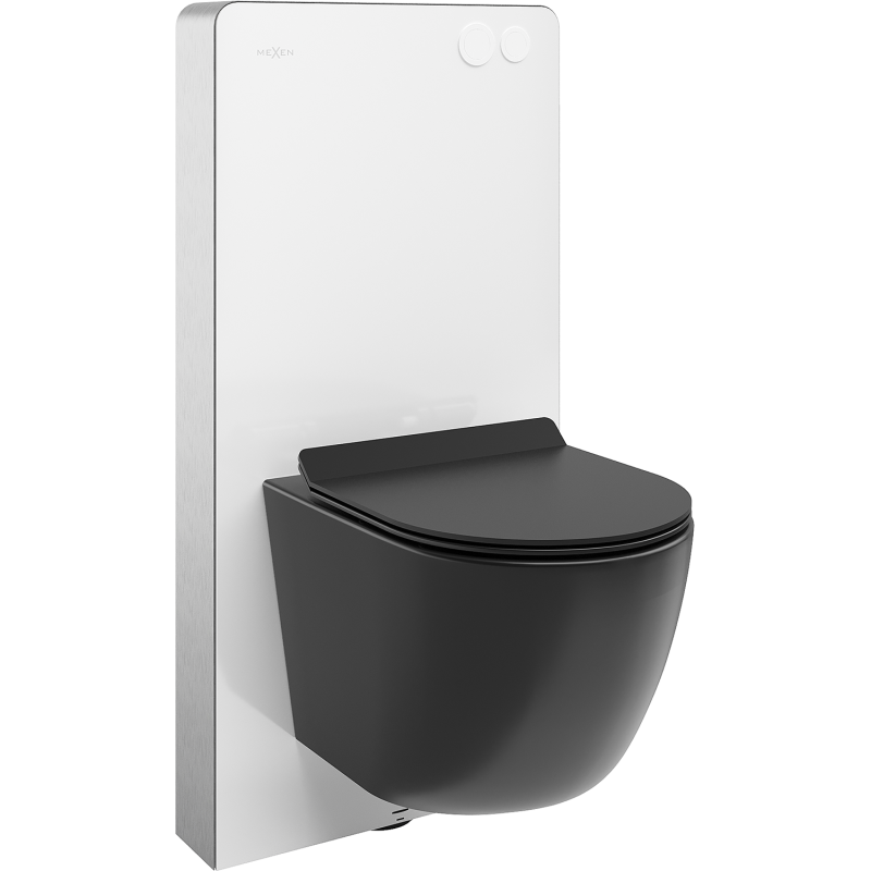 Mexen Lena nástěnná sada WC s pneumatickým rámem Tex Air G s WC mísou a pomalu klesající deskou, černý mat