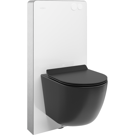 Mexen Lena nástěnná sada WC s pneumatickým rámem Tex Air G s WC mísou a pomalu klesající deskou, černý mat