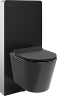 Mexen Rico nástěnná WC sada pneumatický rám Tex Air G s WC mísou a pomalu padajícím sedátkem, černý mat