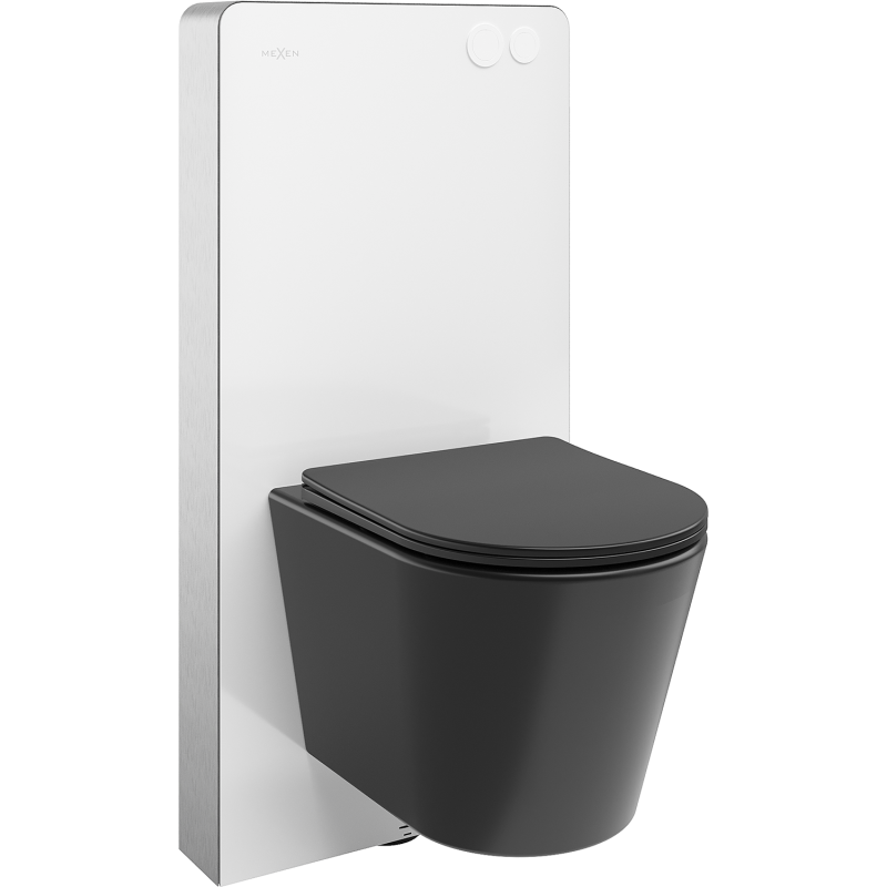 Mexen Rico nástěnná WC sada pneumatický rám Tex Air G s WC mísou a pomalu zavírajícím sedátkem, černý mat