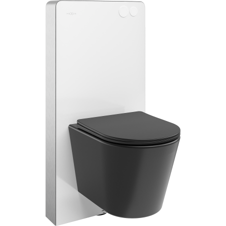 Mexen Rico nástěnná WC sada pneumatický rám Tex Air G s WC mísou a pomalu zavírajícím sedátkem, černý mat