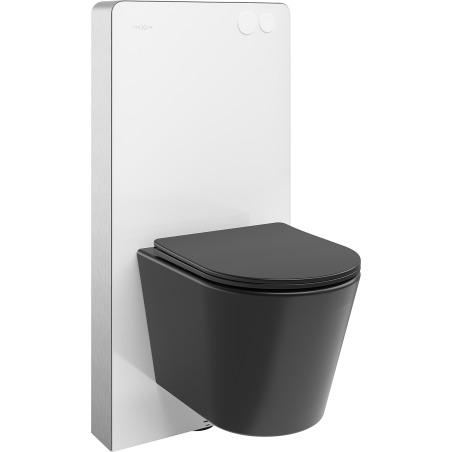 Mexen Rico nástěnná WC sada pneumatický rám Tex Air G s WC miskou Tornado a pomalu padající deskou, černý mat